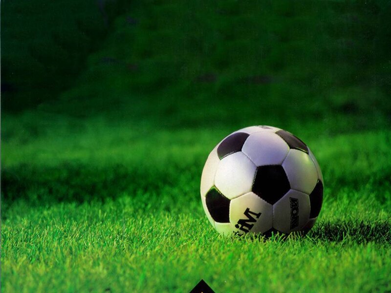 Soccer Ball on Grass — Green, Calm, Photograph