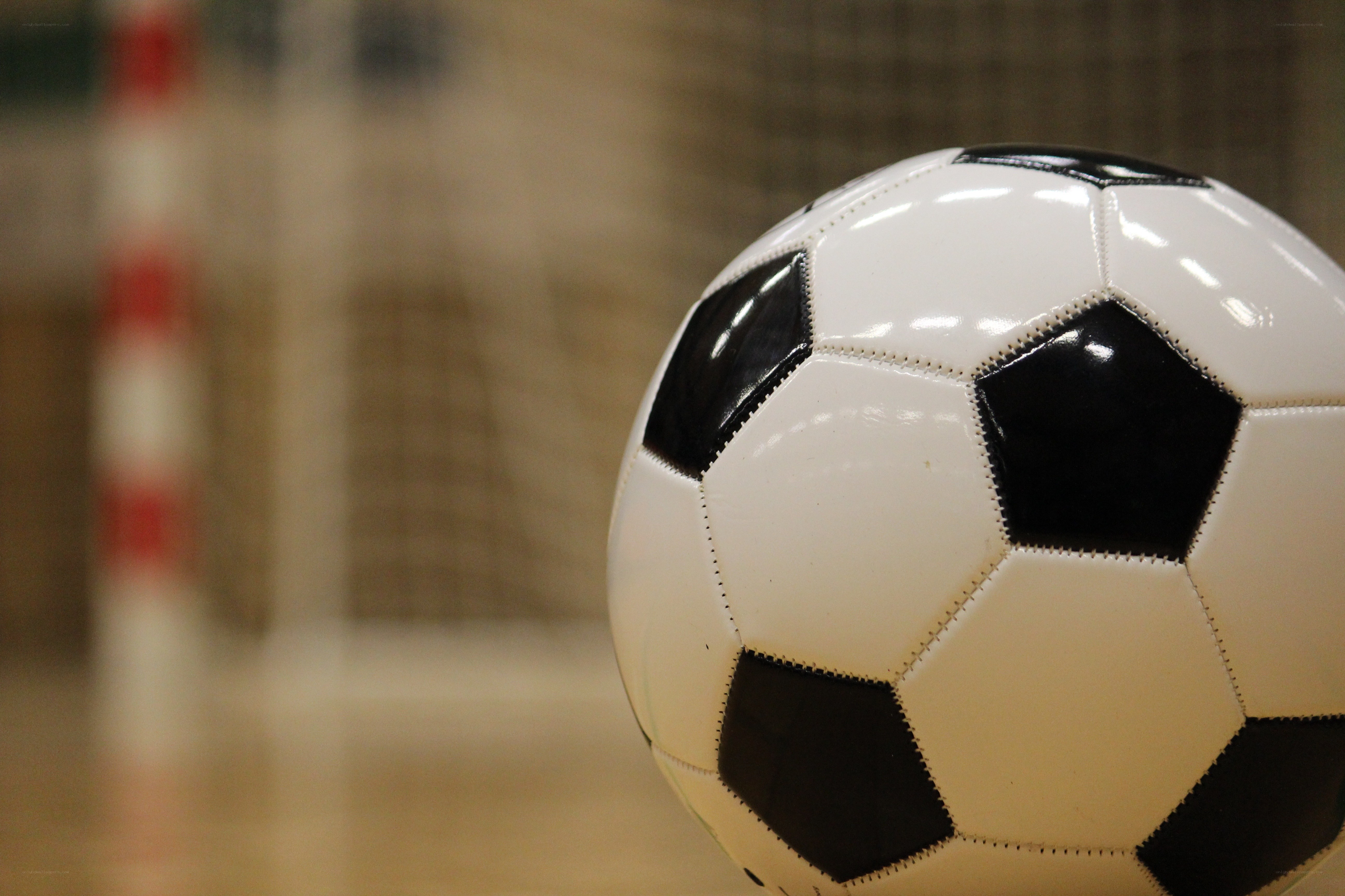Soccer ball on indoor court