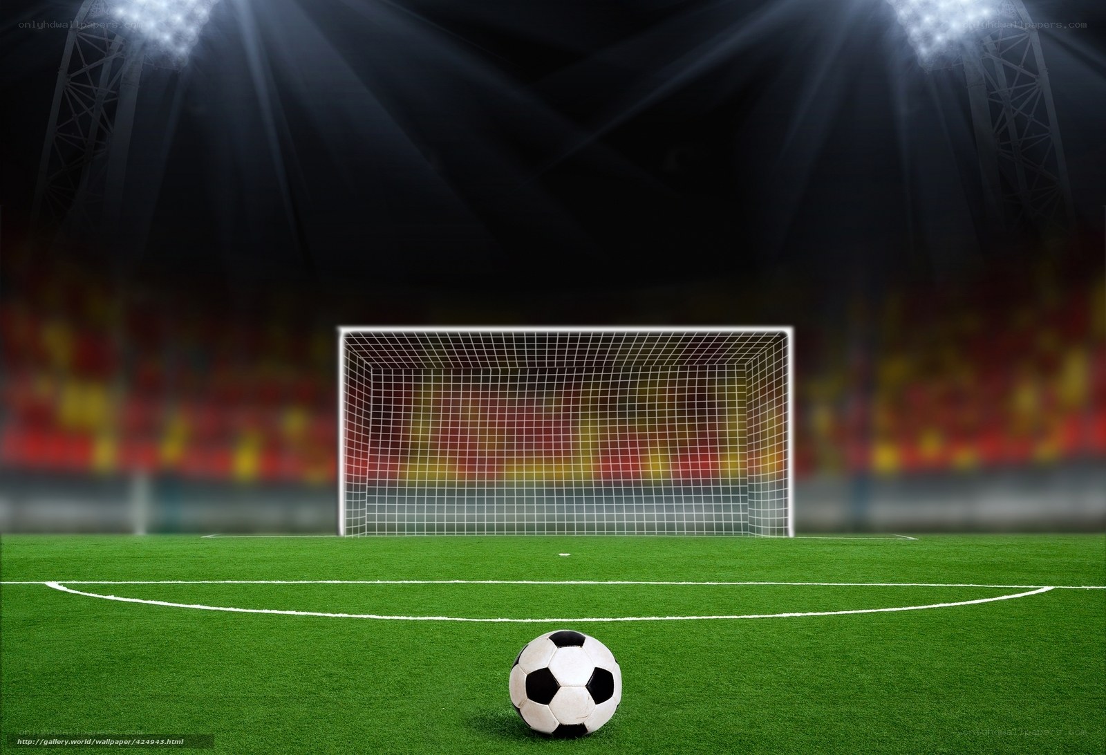 Soccer ball on stadium field