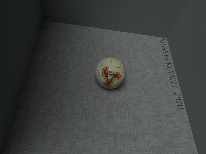 Soccer Ball on Tiled Floor — Gray