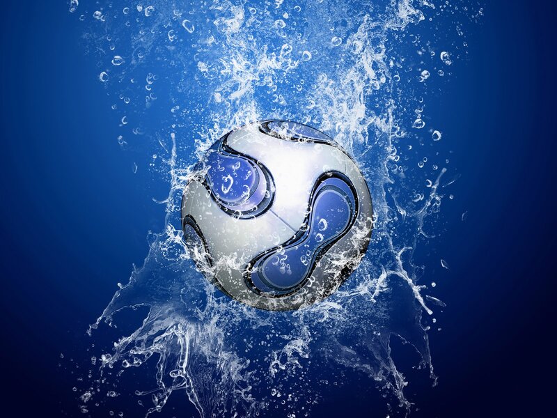 soccer ball splashing in water