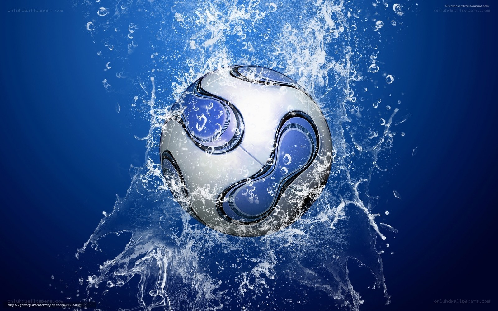 soccer ball splashing in water
