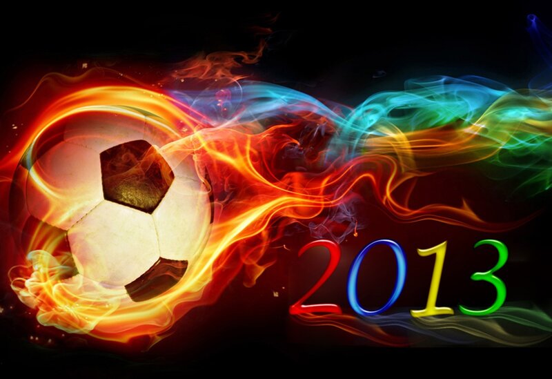 Soccer Ball with Flames — Red, Dramatic