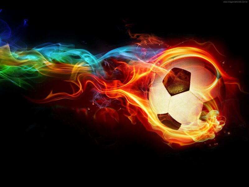 Soccer Ball with Flames — Red