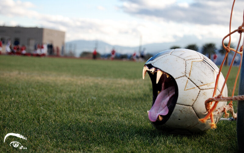soccer ball with monster mouth