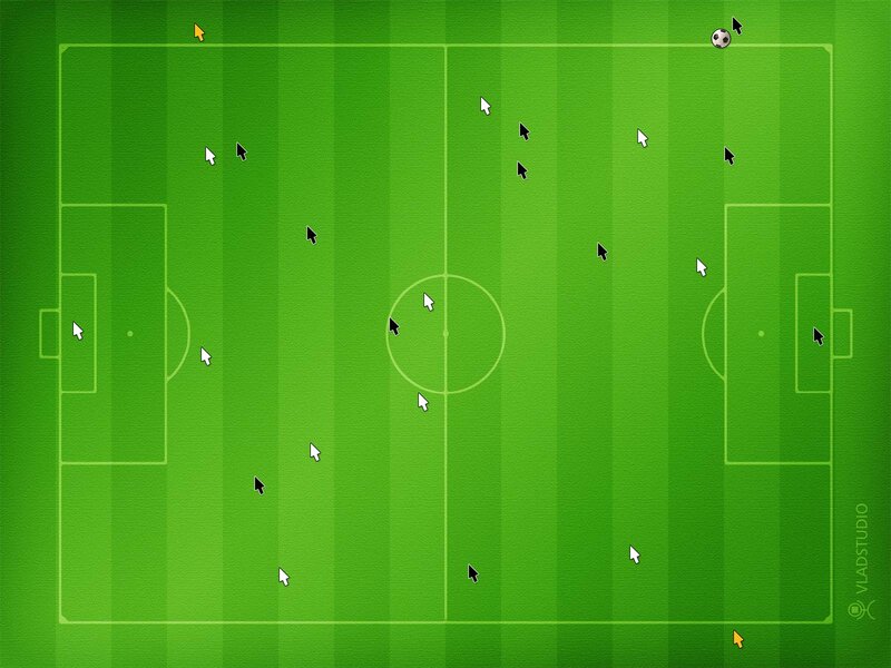 Soccer Field with Cursor Icons — Green