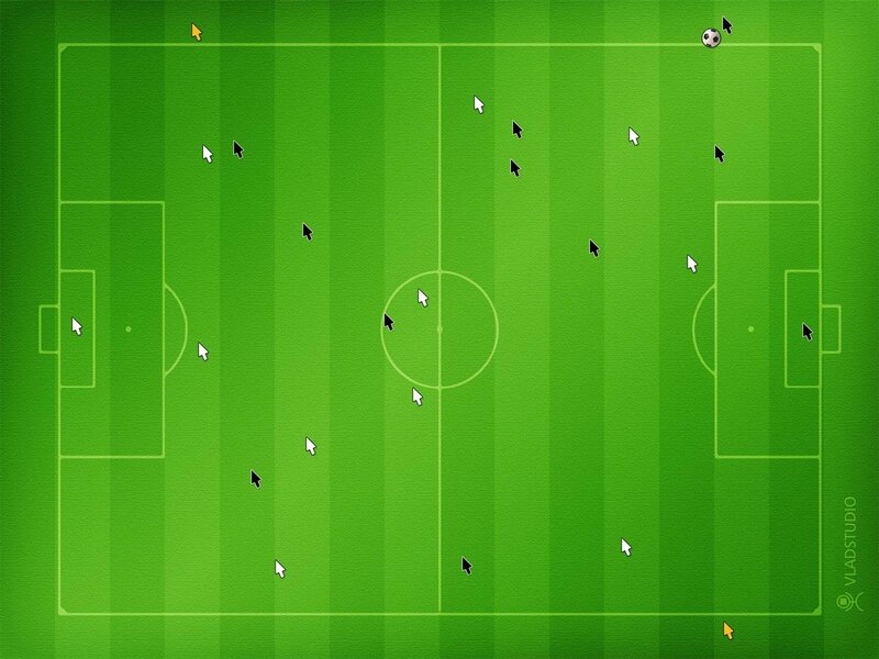 soccer field with cursor icons