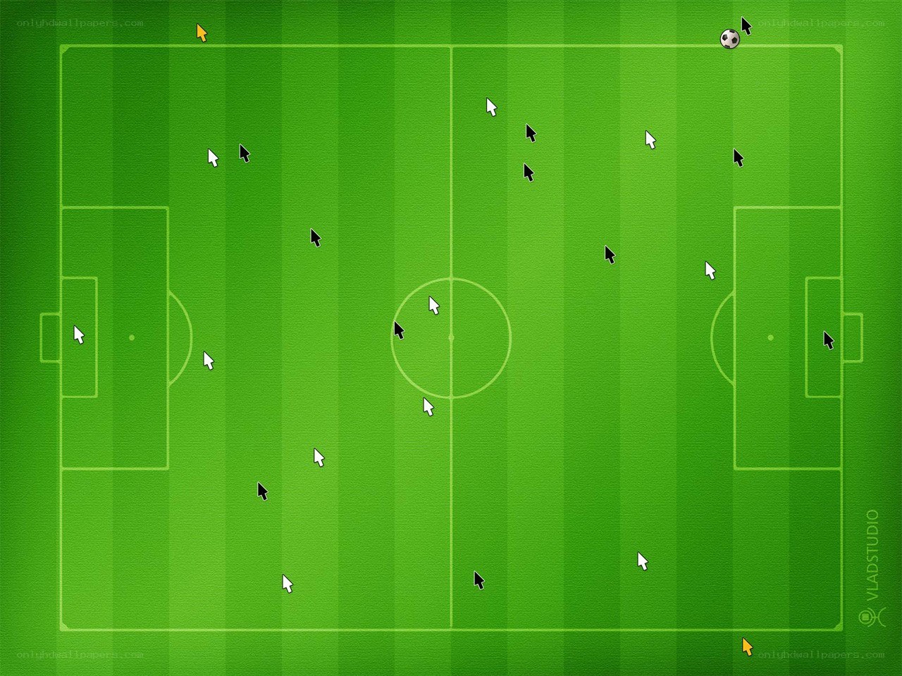 soccer field with cursor icons