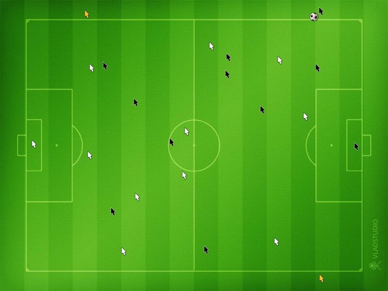 soccer field with player indicators