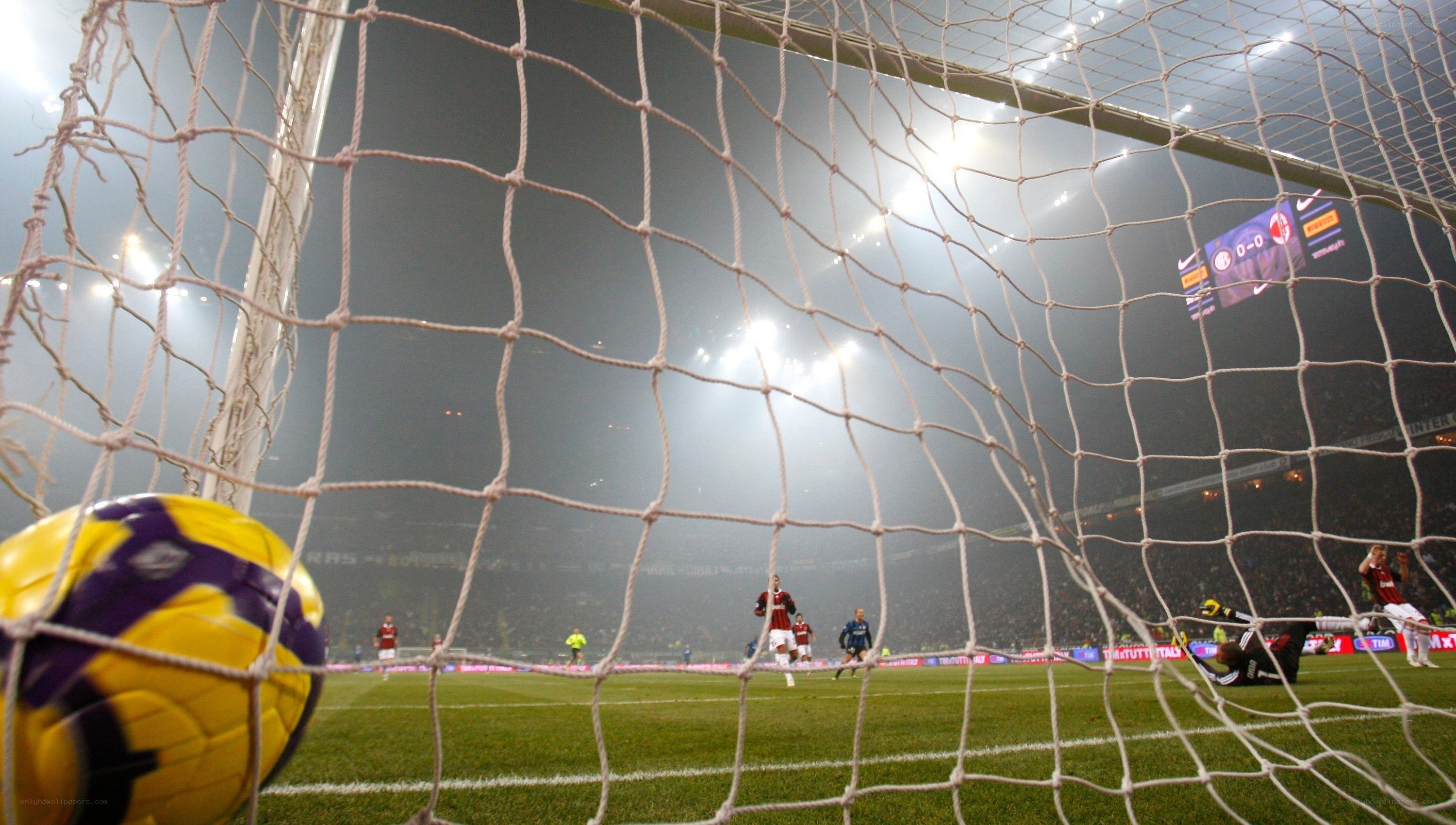 Soccer goal from behind net