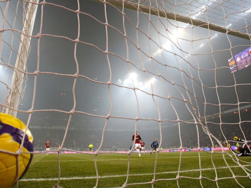 Soccer goal net view