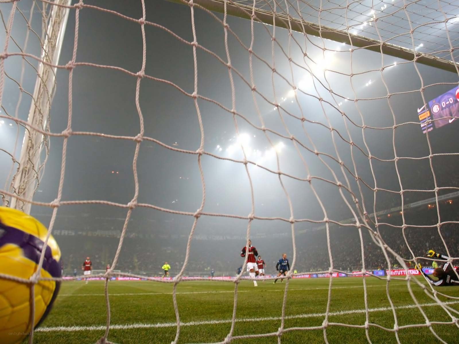 Soccer goal net view