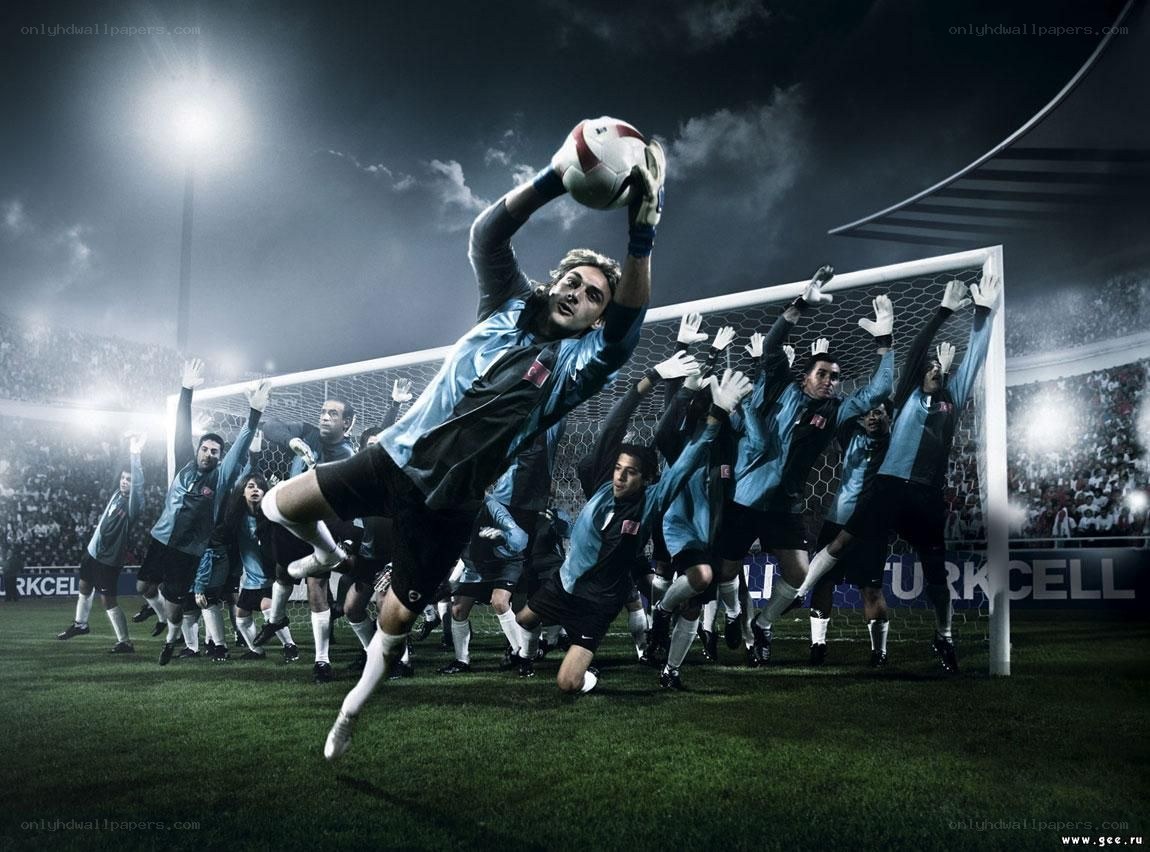 Soccer goalkeeper in action