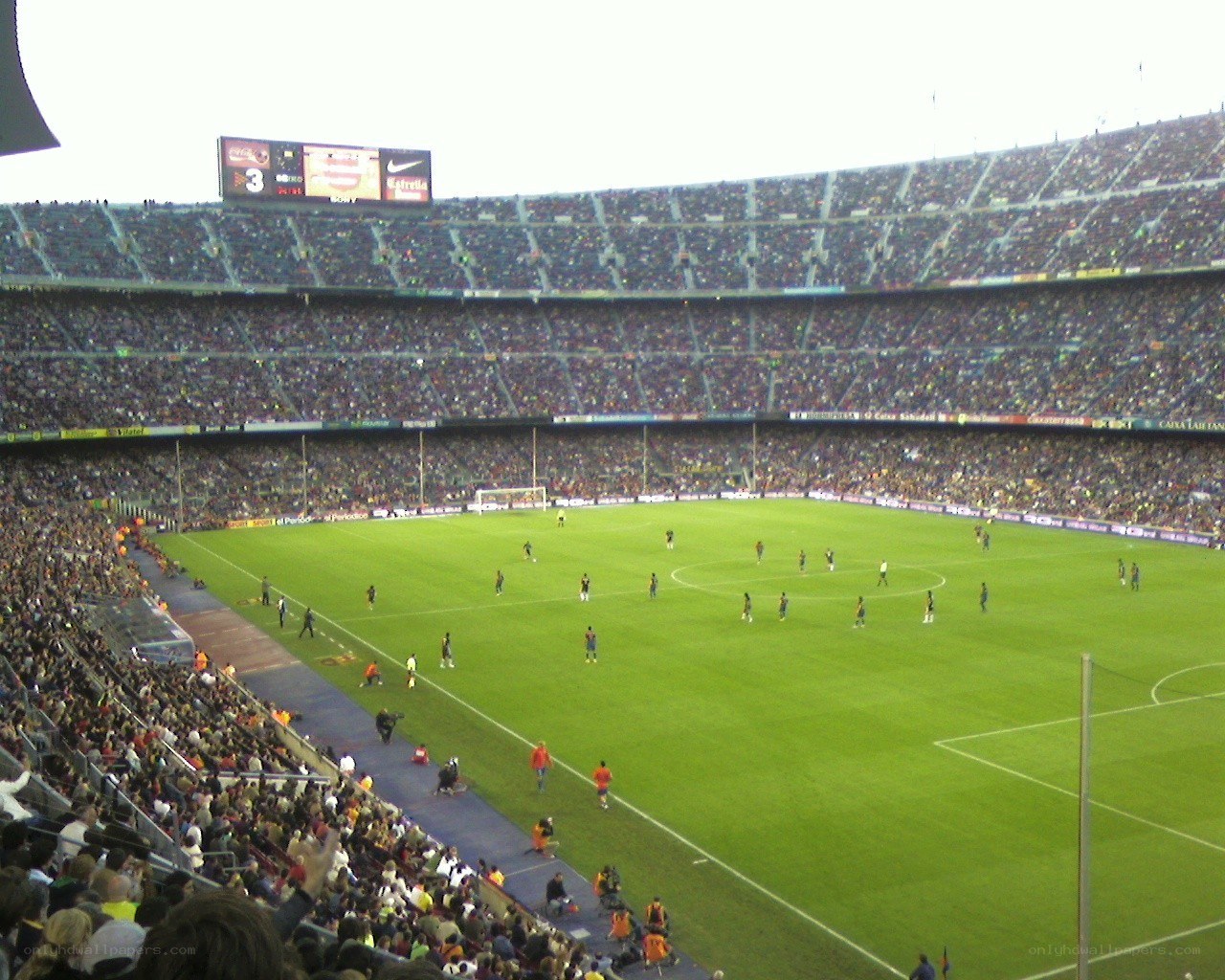 soccer match at a large stadium