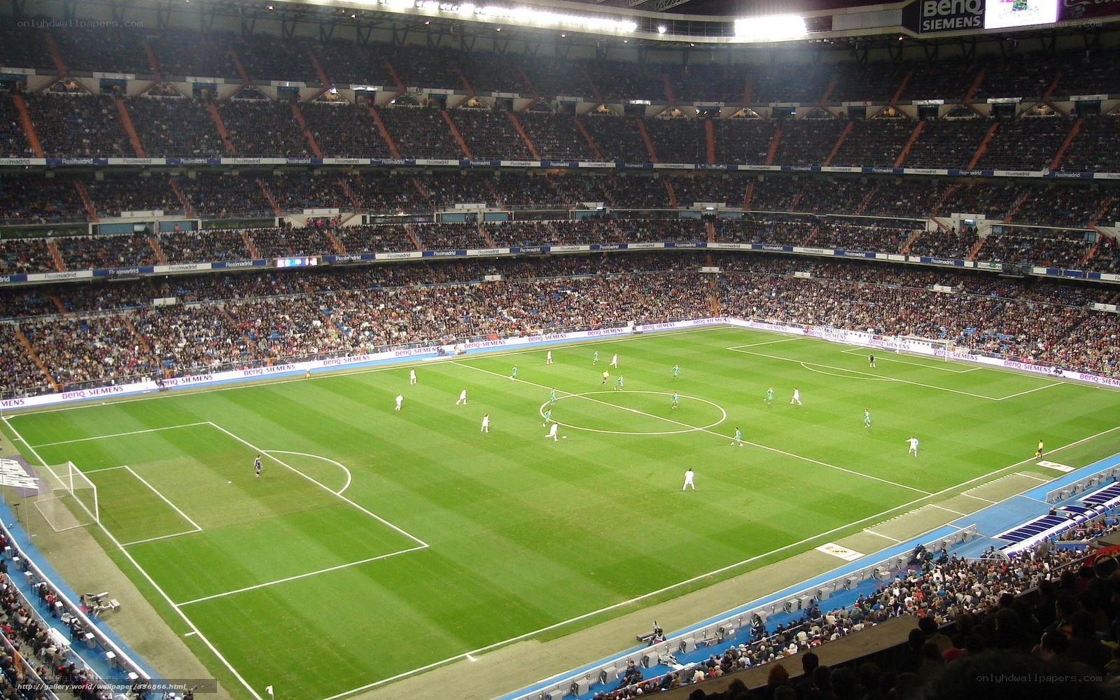 Soccer match at a packed stadium