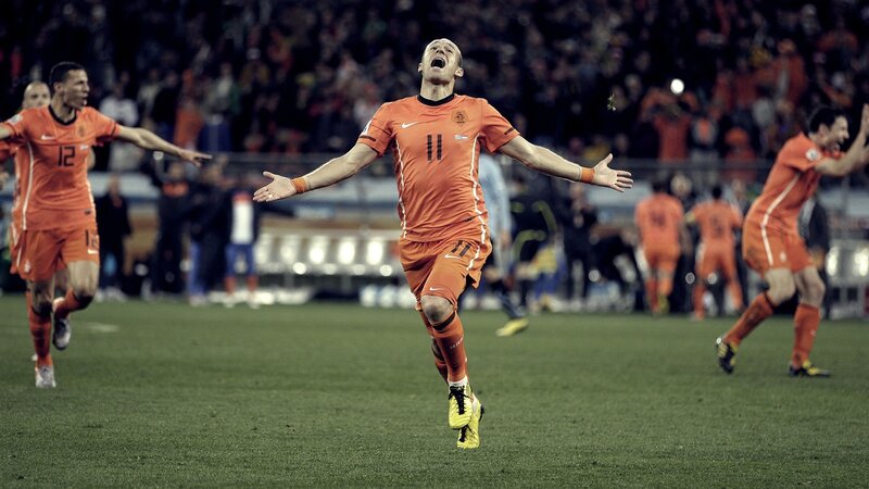 Soccer player celebrates goal