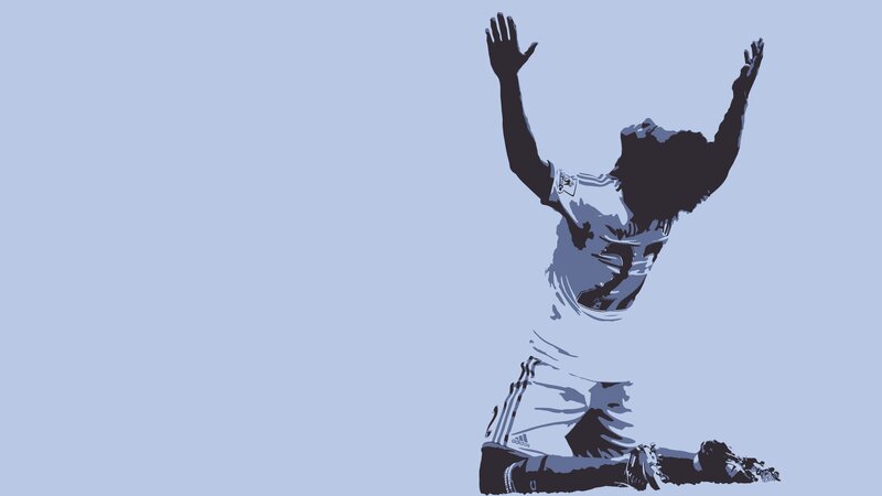 Soccer Player Celebrating — Blue, Celebratory