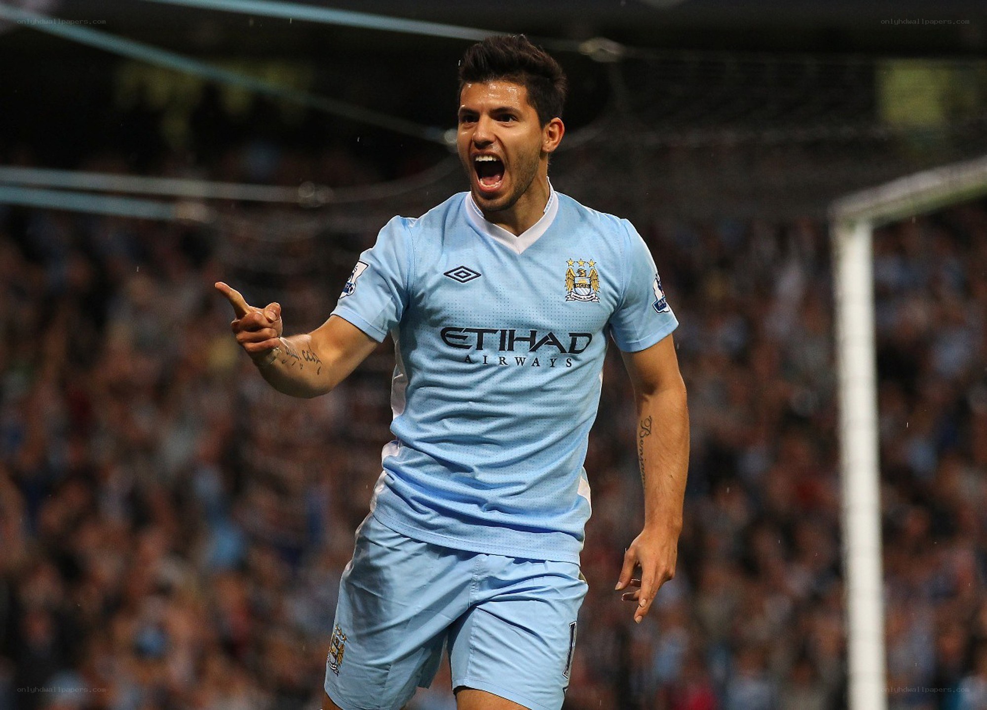 Soccer player celebrating goal