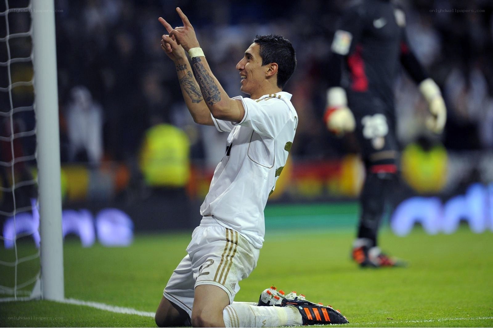 Soccer player celebrating goal