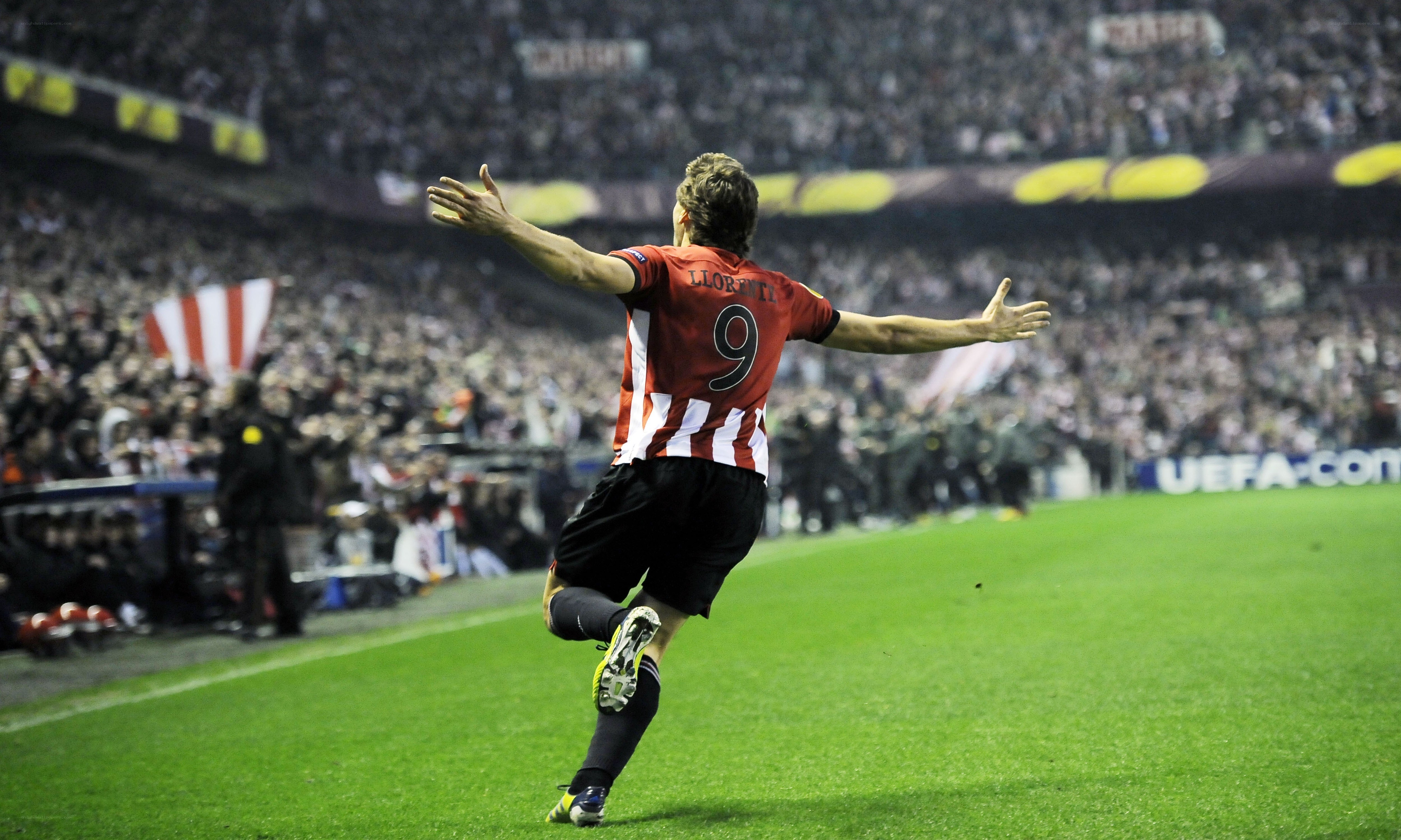 Soccer player celebrating goal