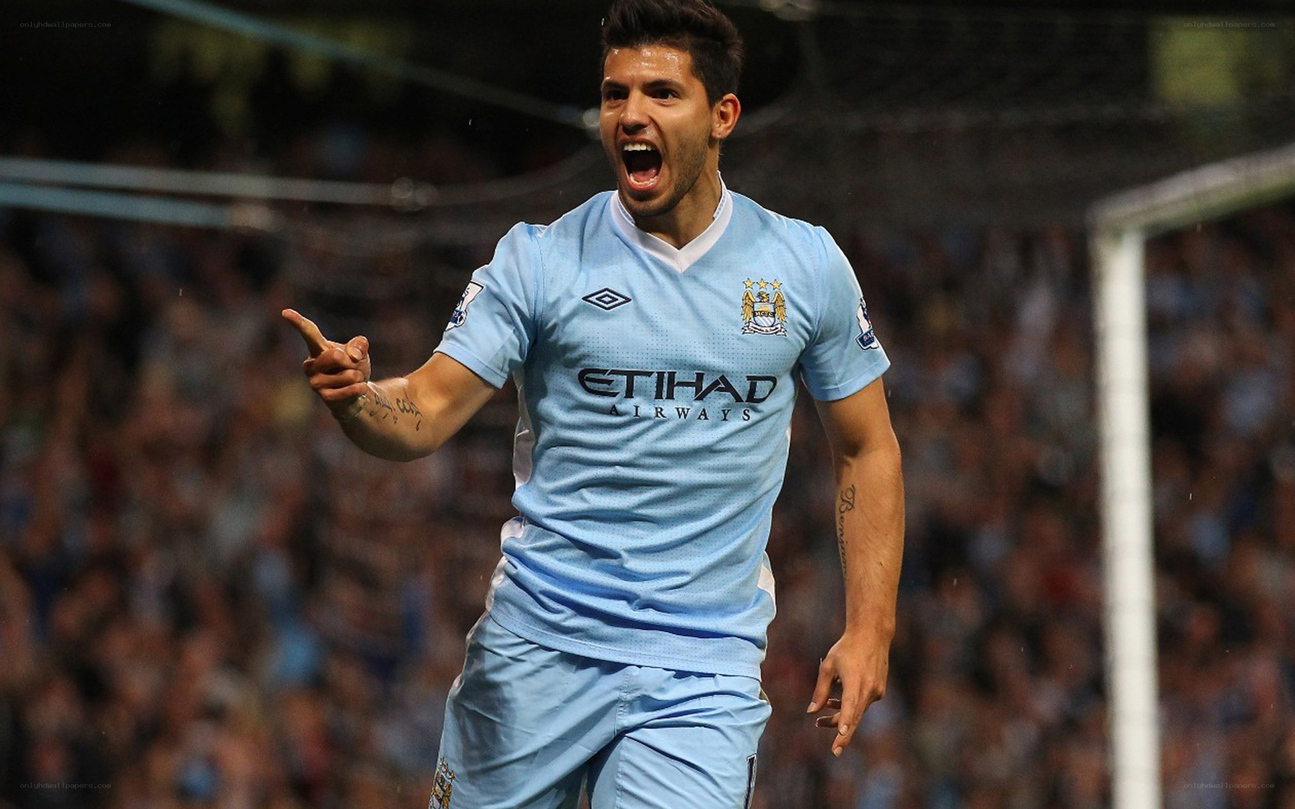 Soccer player celebrating goal