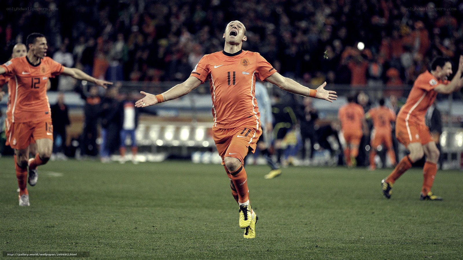 Soccer player celebrating goal