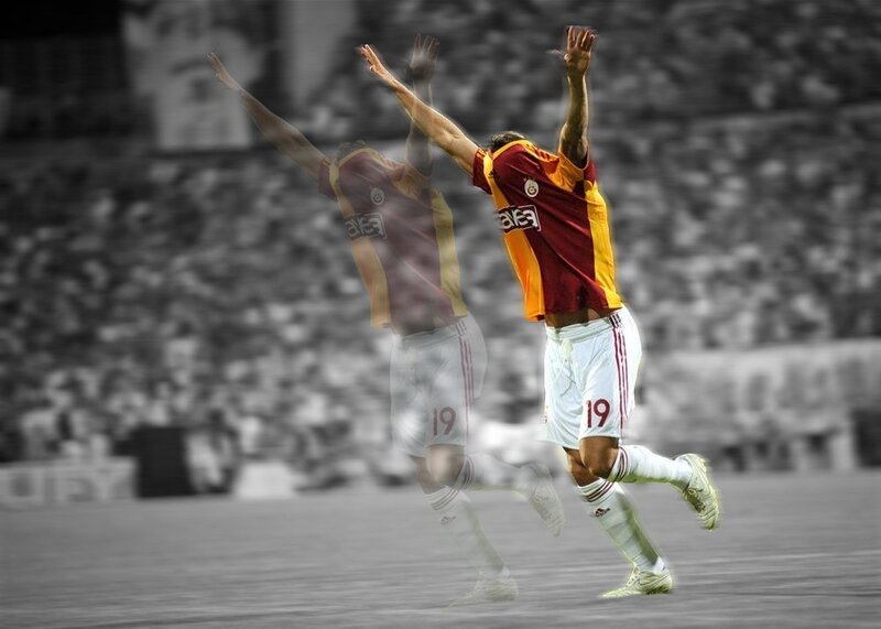 Soccer player celebrating goal