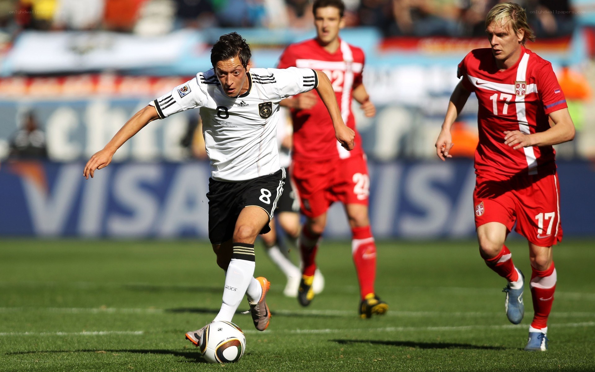 Soccer player dribbling the ball