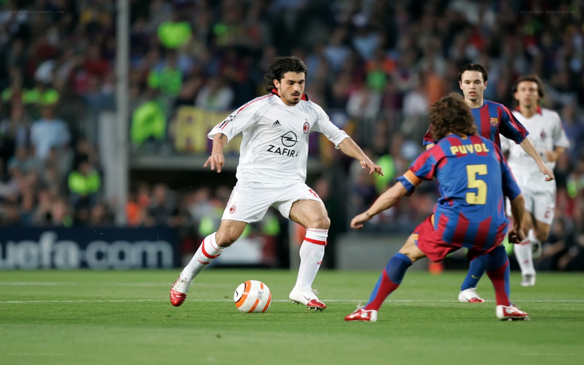Soccer player dribbling under pressure