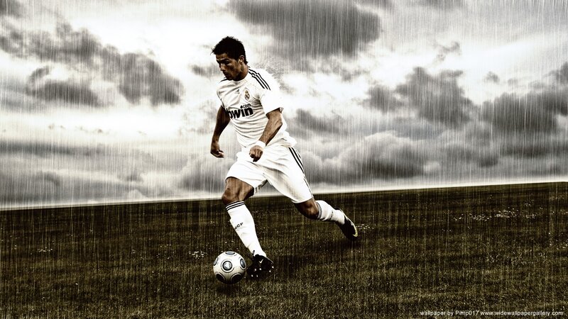 Soccer player in rain