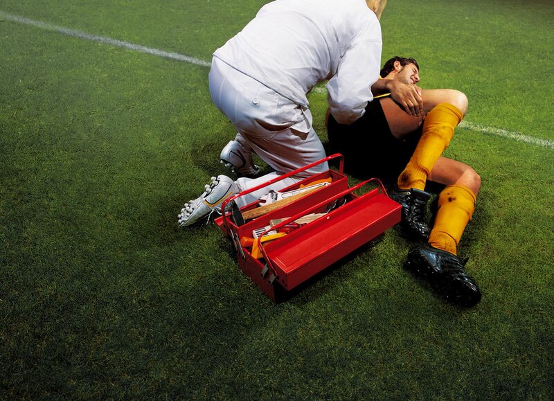 Soccer player injured on field