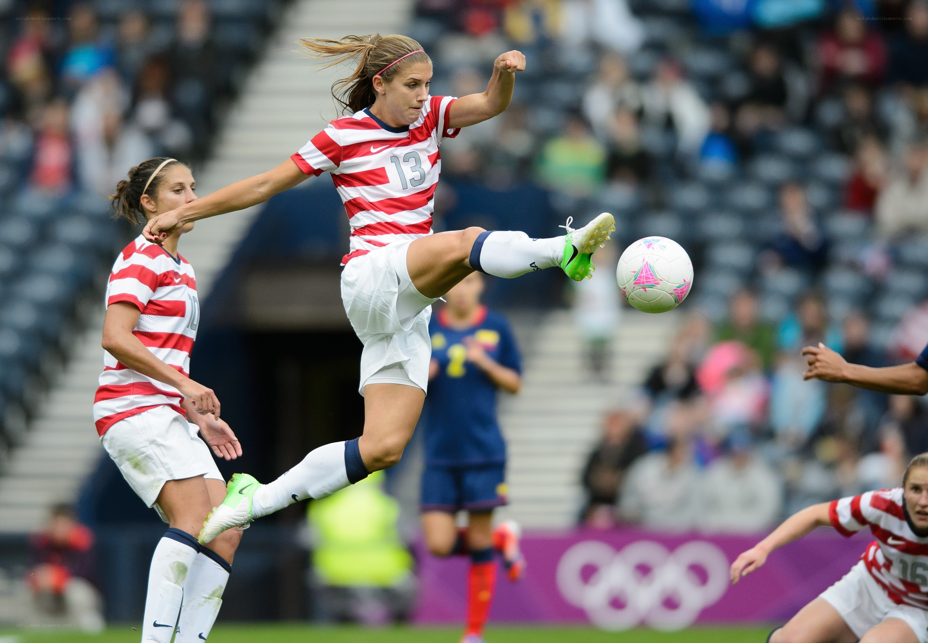Soccer player kicking ball