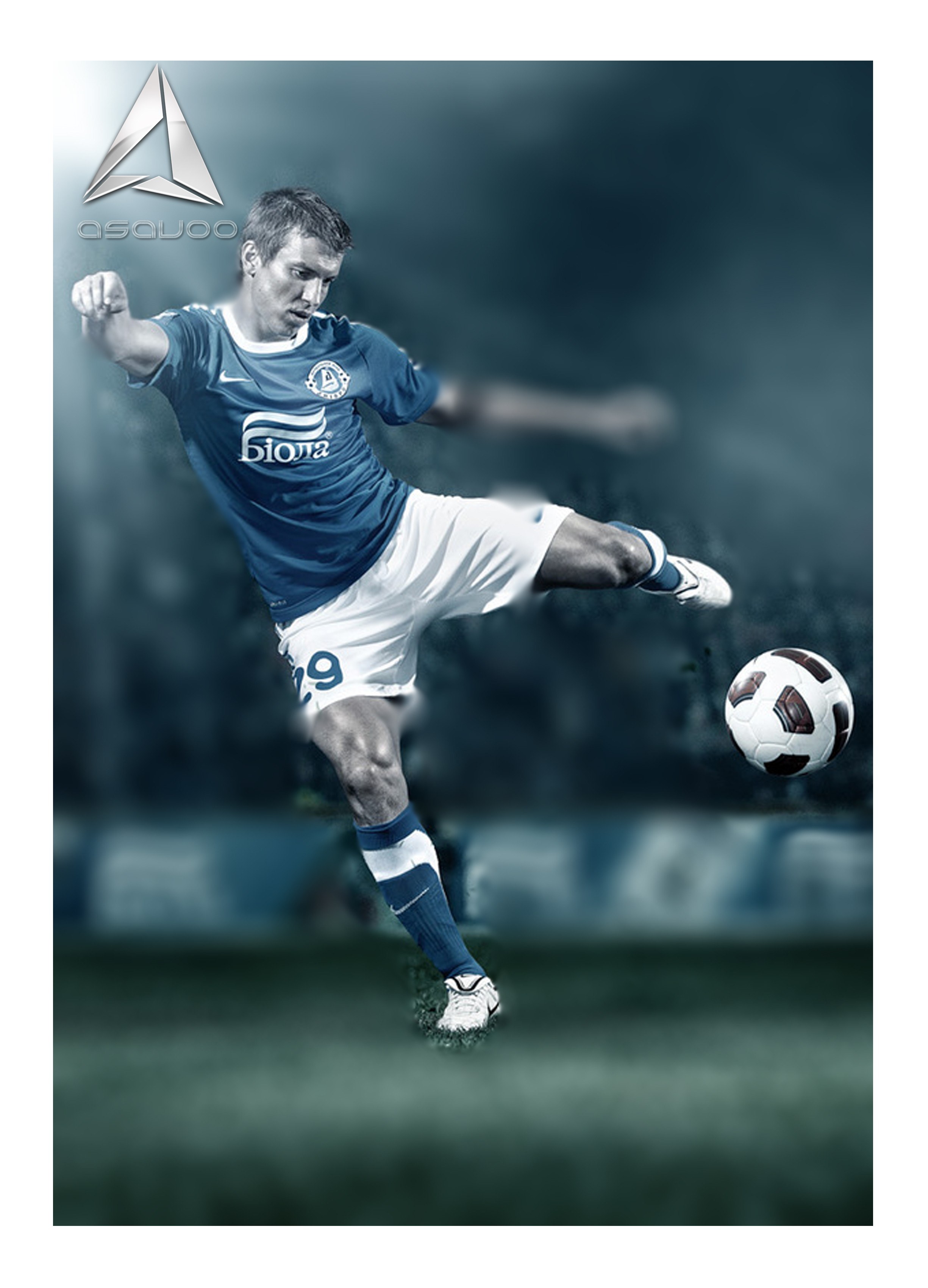 soccer player kicking ball