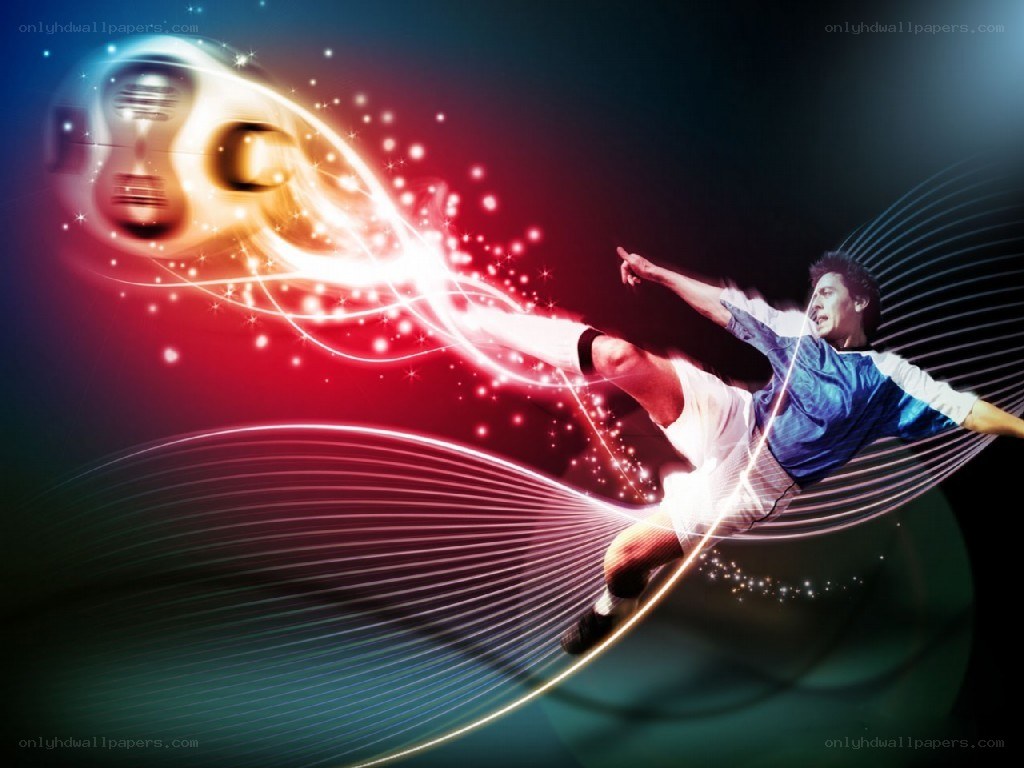 Soccer player kicking ball