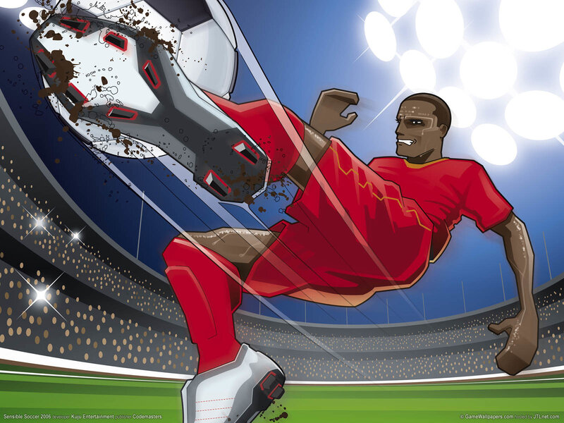 Soccer player kicking ball