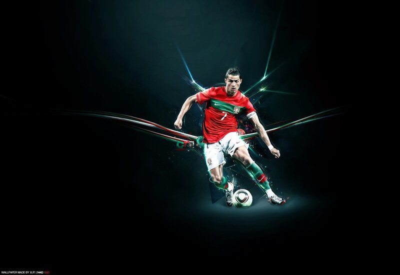 Soccer Player Kicking Ball — Black, Dramatic, Digital Art