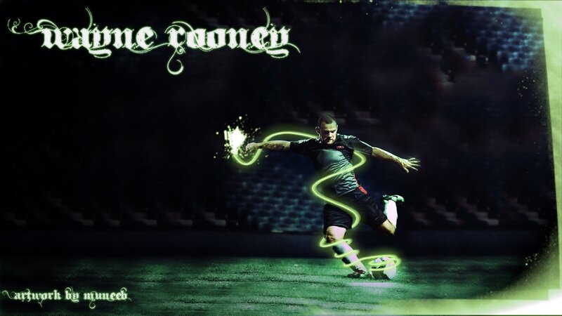 Soccer Player Kicking Ball — Black, Dramatic, Night, Digital Art