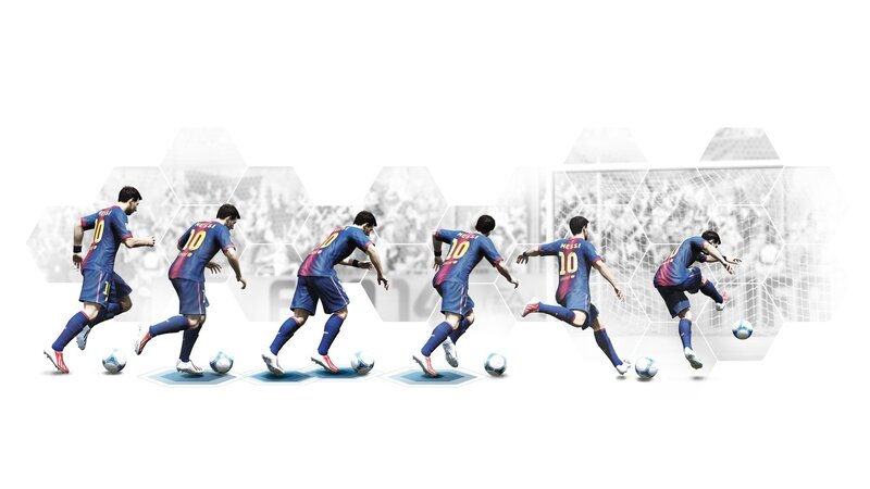 Soccer Player Kicking Ball — Blue, Dynamic, 3d Render