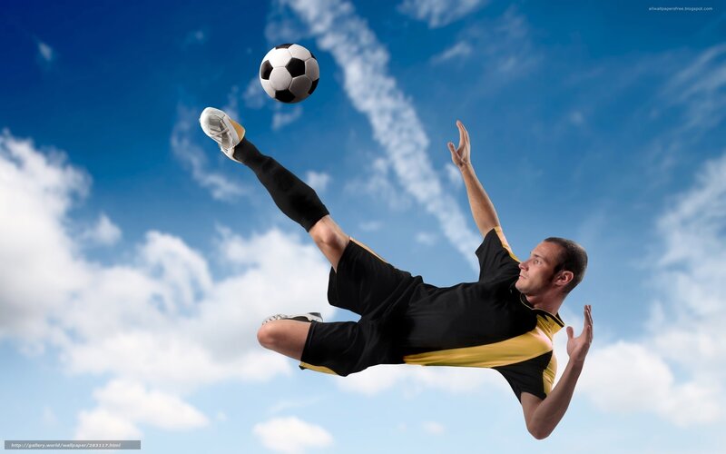 Soccer Player Kicking Ball — Blue, Dynamic, Afternoon