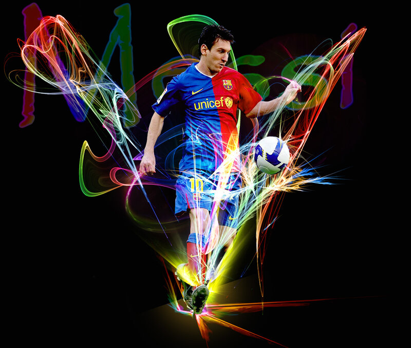 Soccer Player Kicking Ball — Blue, Dynamic, Digital Art