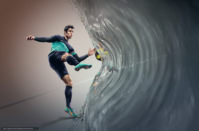 Soccer Player Kicking Ball — Gray, Dramatic