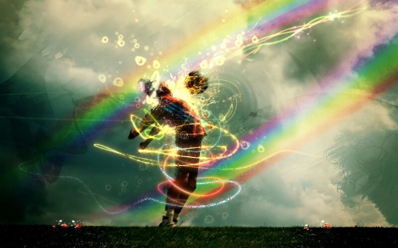 Soccer Player Kicking Ball — Green, Dramatic, Digital Art