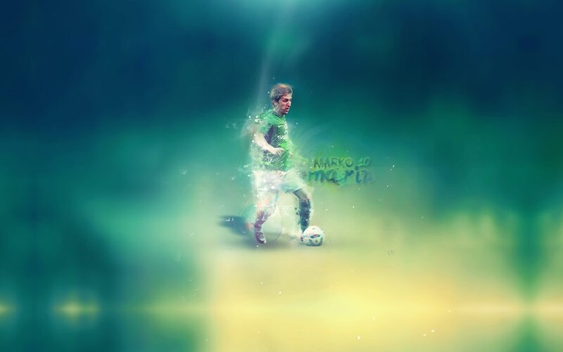 Soccer Player Kicking Ball — Green, Dynamic, Digital Art, Football
