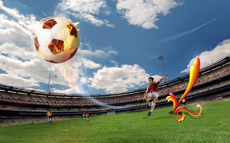 Soccer Player Kicking Ball — Green, Dynamic