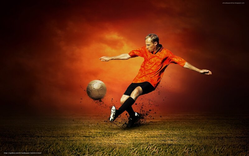 Soccer Player Kicking Ball — Orange, Dramatic