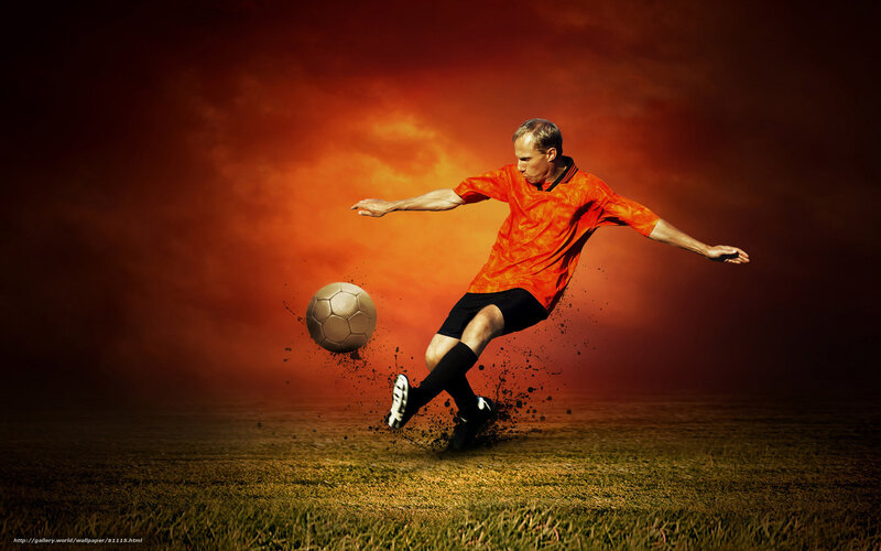Soccer Player Kicking Ball — Orange