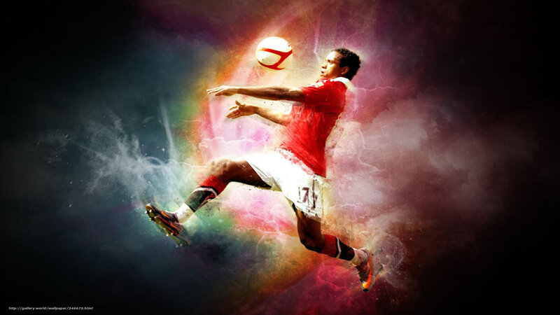 Soccer Player Kicking Ball — Red, Dramatic, Digital Art, Soccer Ball
