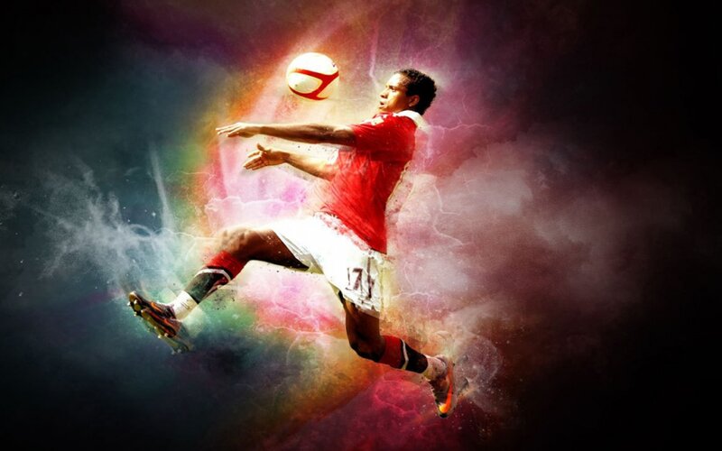 Soccer Player Kicking Ball — Red, Dramatic