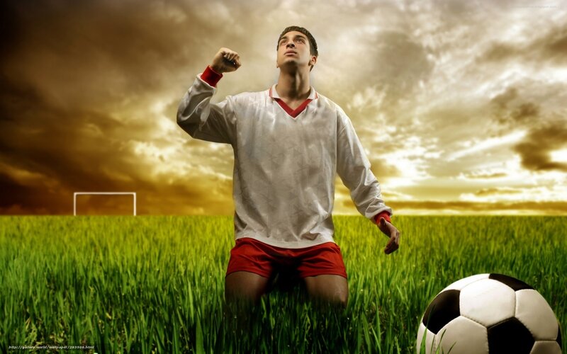 Soccer Player on Field — Green, Dramatic, Sunset, Photograph