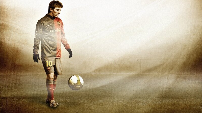 Soccer Player with Ball — Brown, Dramatic, Photograph